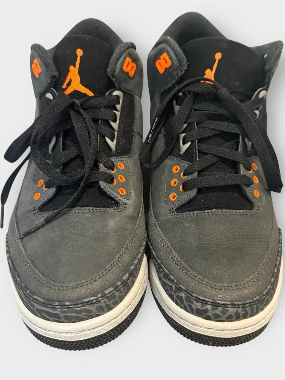 Air Jordan 3 Retro Fear Pack (2023) Gray Orange Men’s 9.5 Excellent Condition